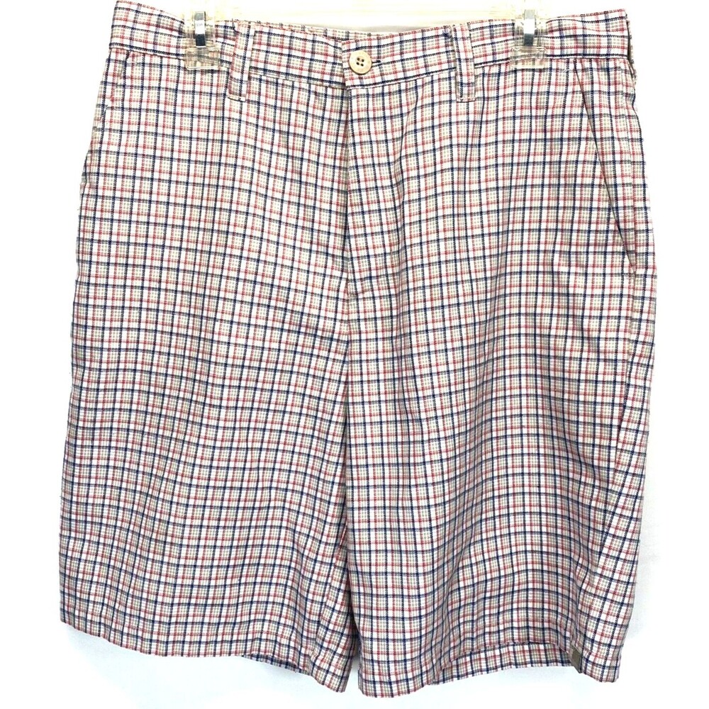 Katin Men's Chino Plaid Shorts Size 32 Poly/Rayon Casual Bermuda Walking EUC